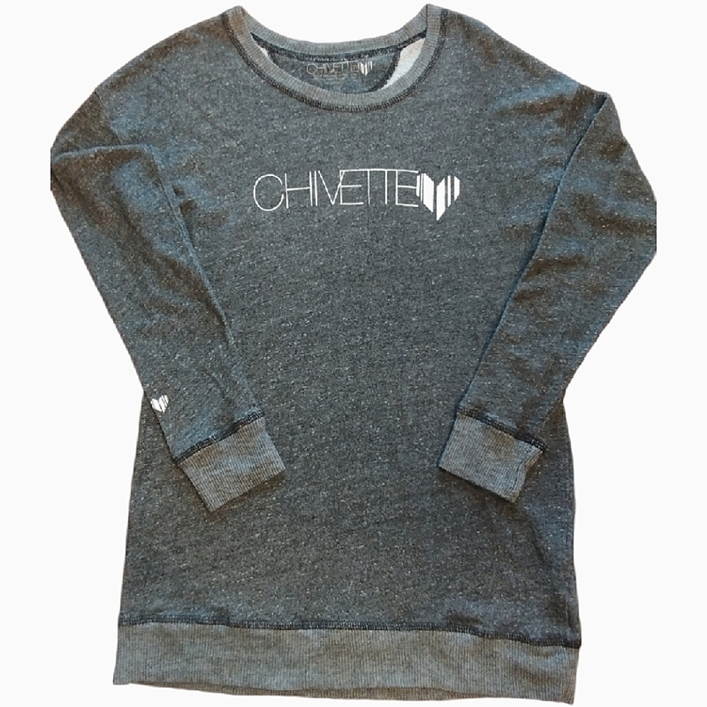 Chivery 'Chivette' Long Sleeve lightweight Sweatshirt, Size M, Gray and White.